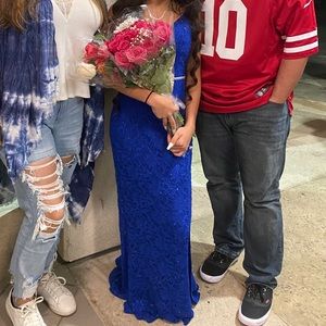 Blue sparkly pagent/prom dress